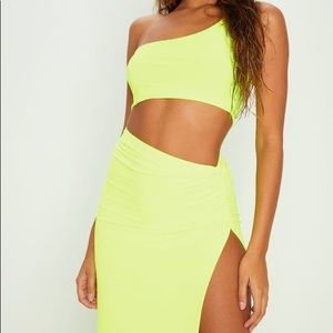 Neon Yellow One Shoulder Crop Top
